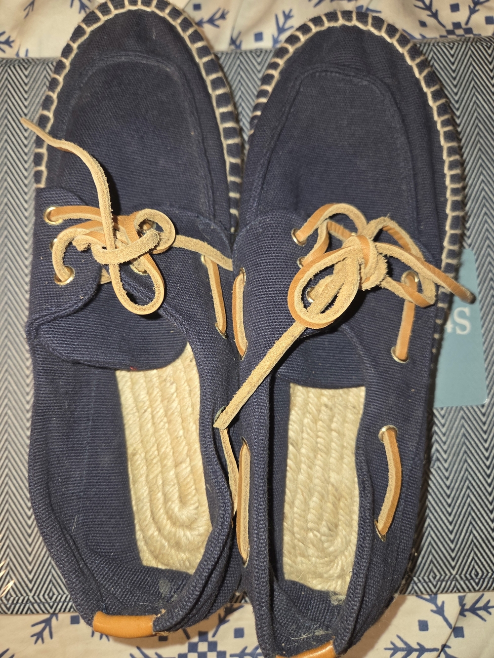 Tory Burch Navy Denim Boat Shoe Platform Espadrilles Low-Top Sneake